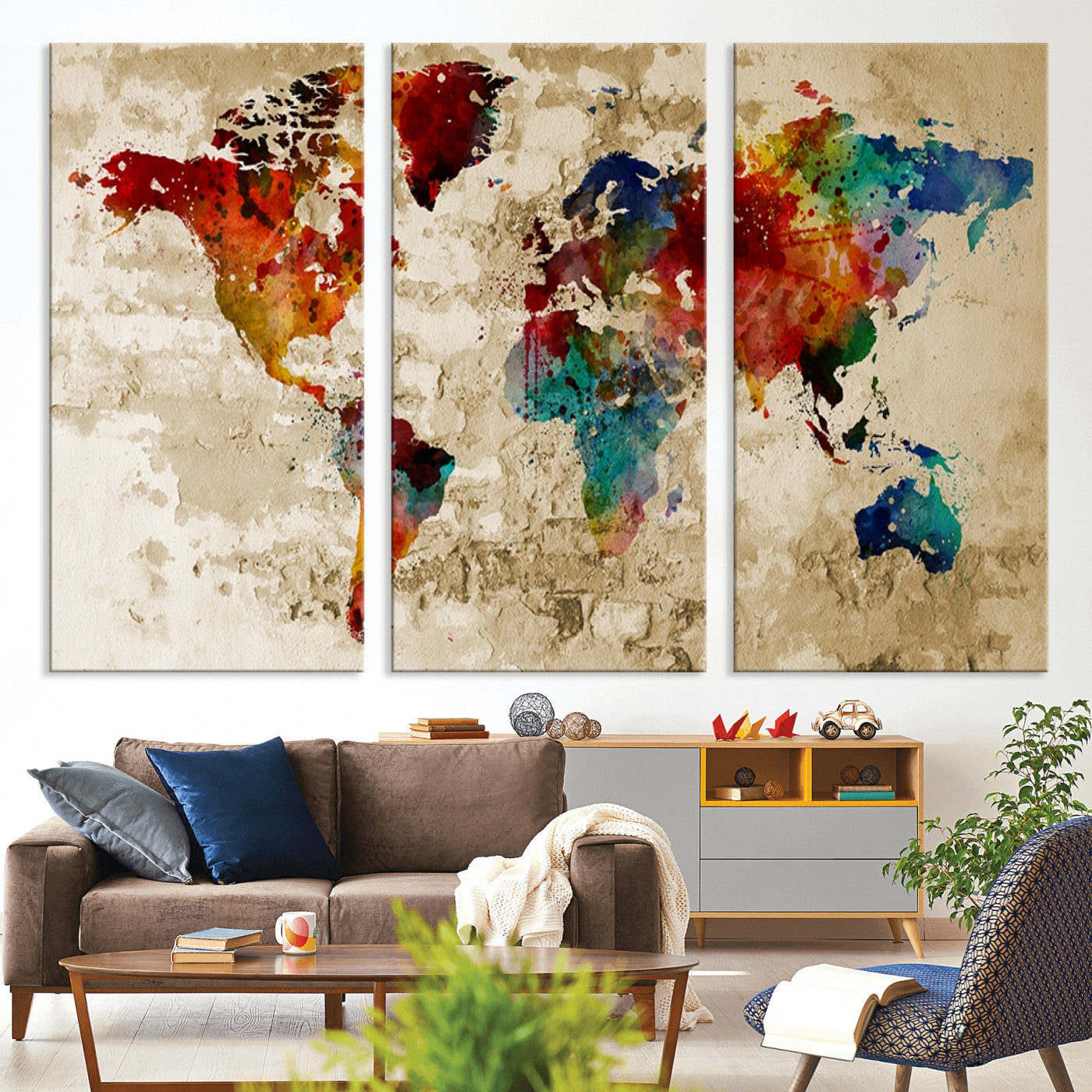 Push Pin World Map Canvas Print – Framed Wall Art for Couples to Track Their Travels – Anniversary Gift or Home Adventure Decor