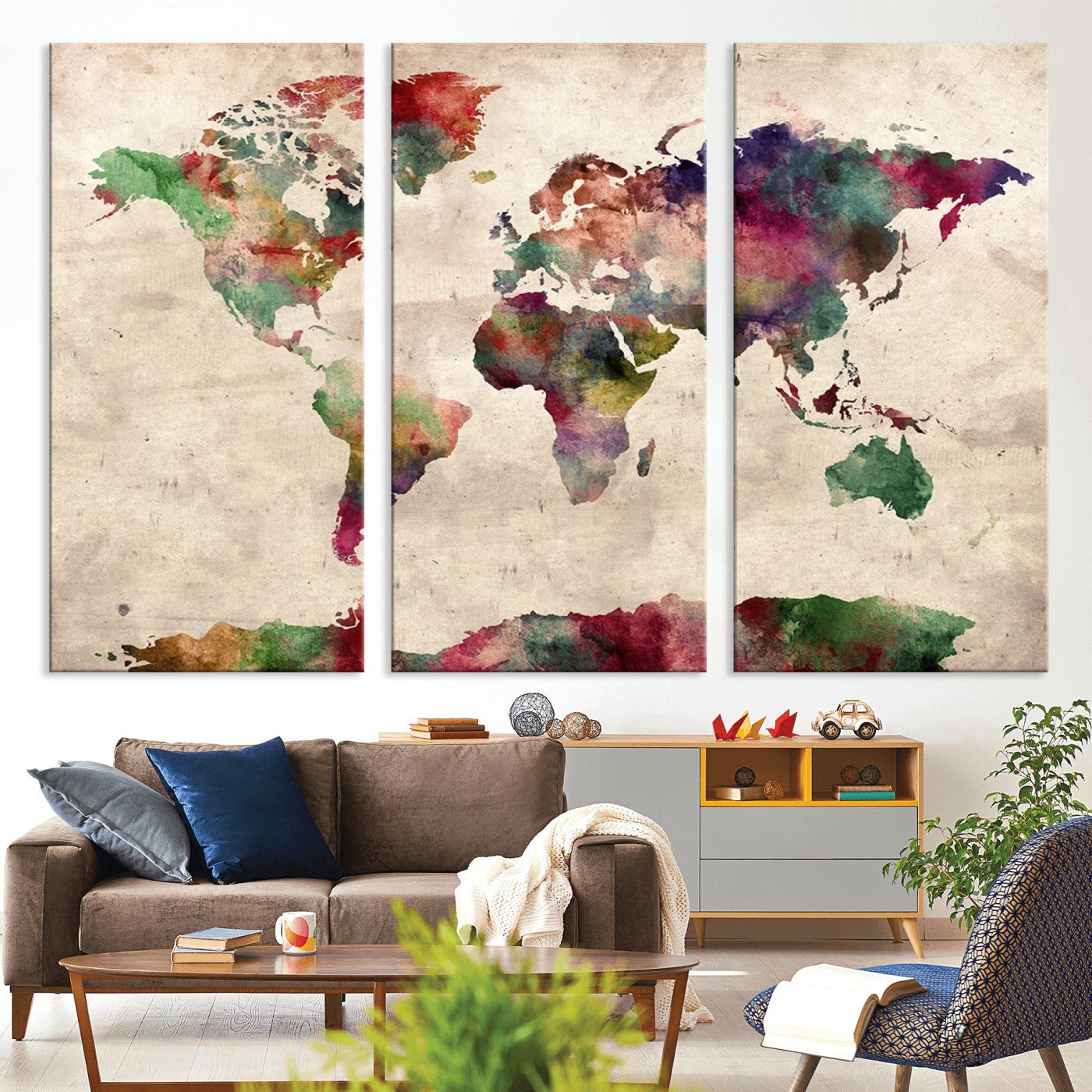 Push Pin World Map Canvas Print – Framed Wall Art for Couples to Track Their Travels – Anniversary Gift or Home Adventure Decor