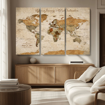 79036691-MGV-CV-30X20-Custom Push Pin World Map Wall Canvas Print – Personalized Travel Tracker with Pins – Framed Custom Quotie Canvas for Home Office Decor