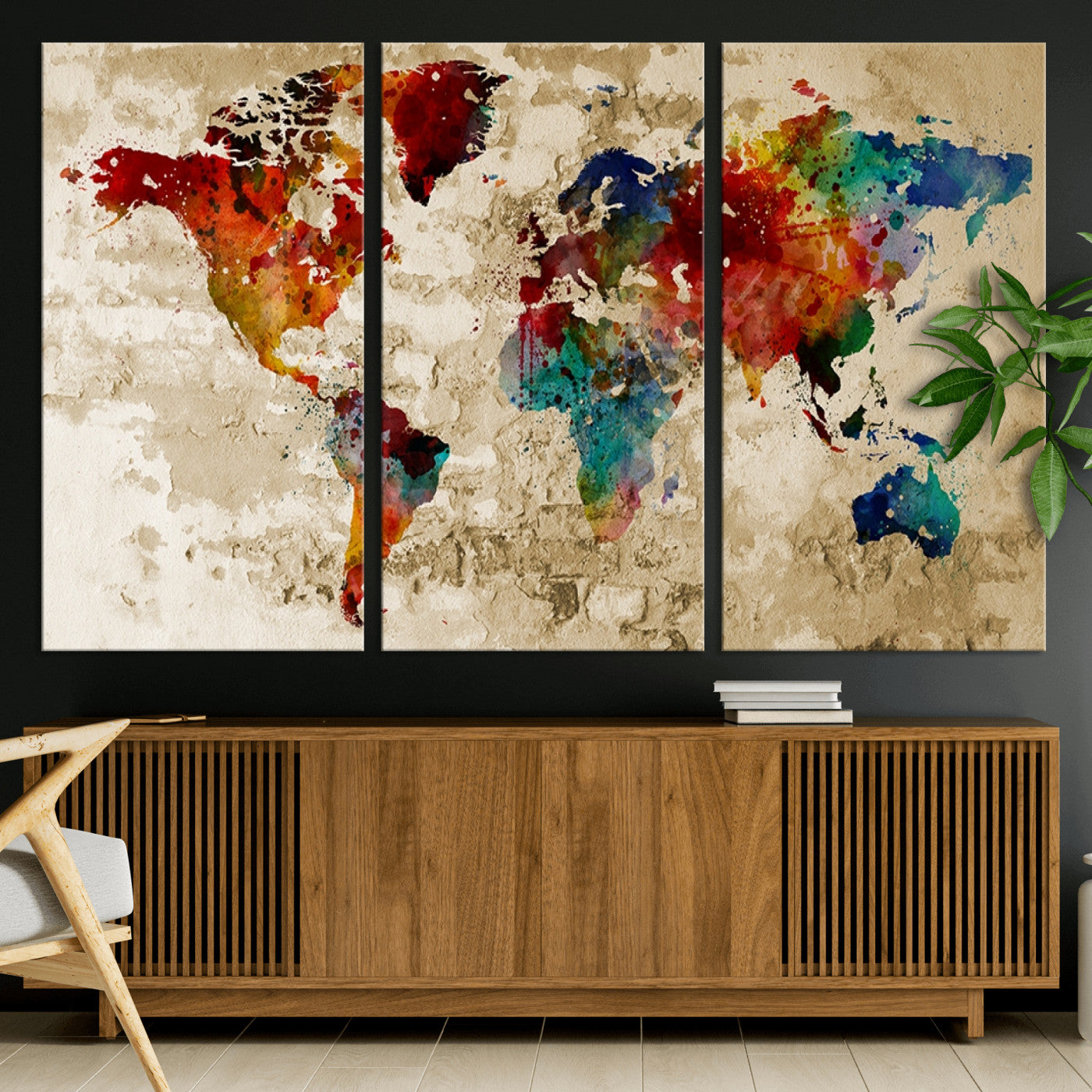 Push Pin World Map Canvas Print – Framed Wall Art for Couples to Track Their Travels – Anniversary Gift or Home Adventure Decor