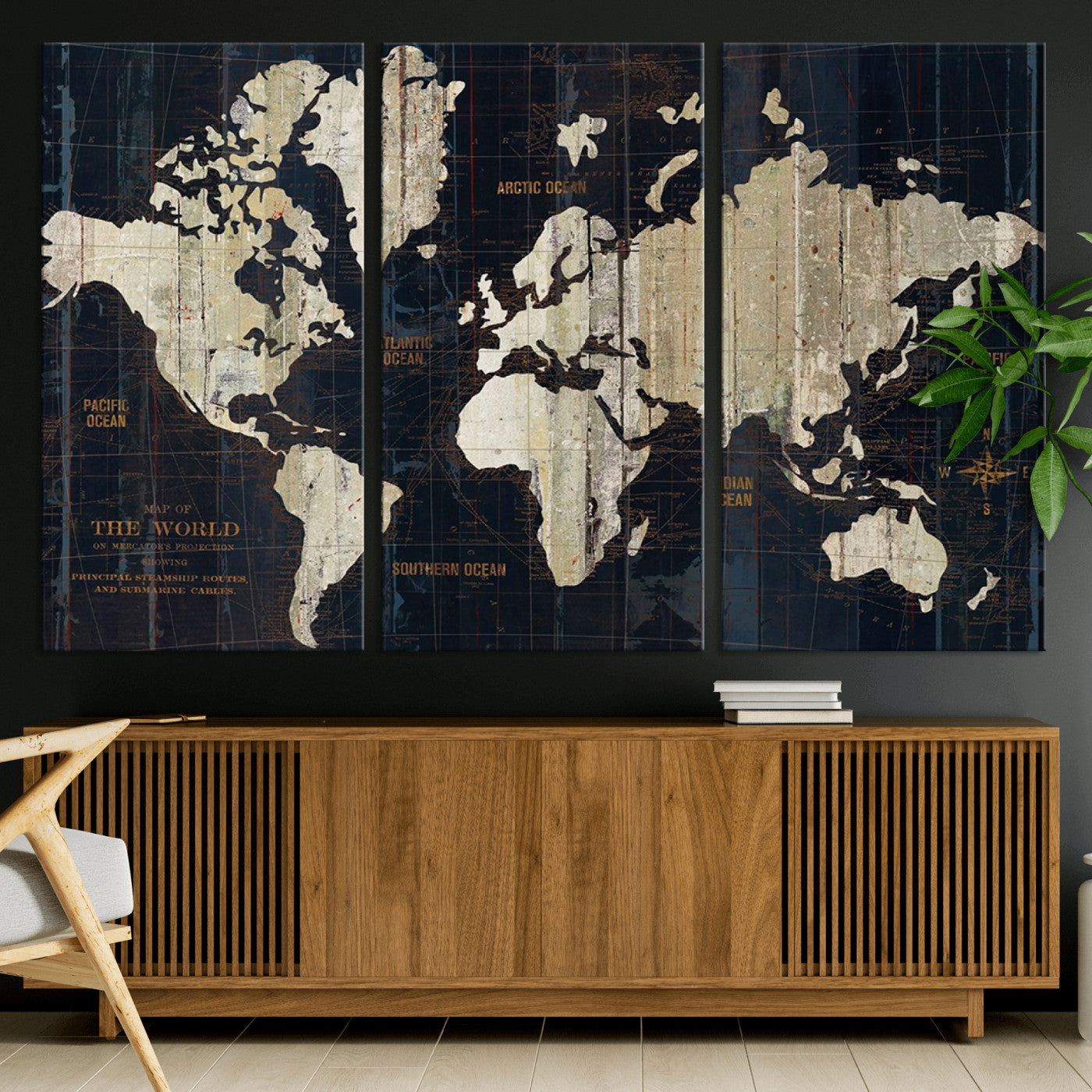 Push Pin World Map Canvas Print – Framed Wall Art for Couples to Track Their Travels – Anniversary Gift or Home Adventure Decor