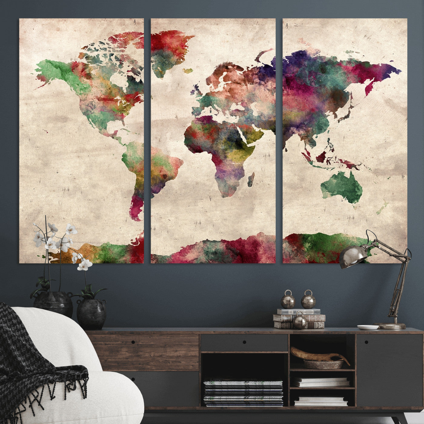 Push Pin World Map Canvas Print – Framed Wall Art for Couples to Track Their Travels – Anniversary Gift or Home Adventure Decor