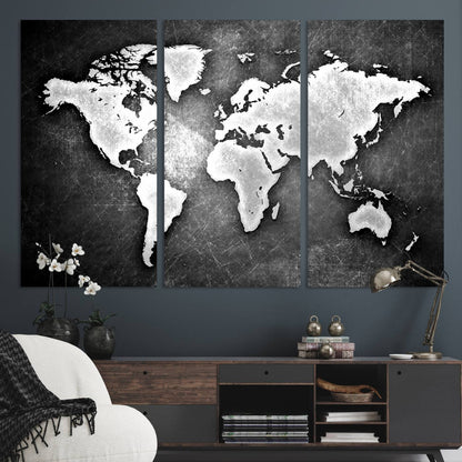 34390-MGV-CV-36X24-World Map Wall Art Canvas Print – Framed Wall Art for Anniversary Gift or Home Adventure Decor