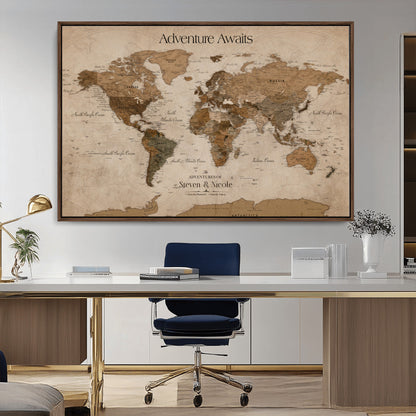 26070282-MGV-CV-36X24-Personalized World Map Wall Art Canvas Print - Customizable Wall Art Map Print
