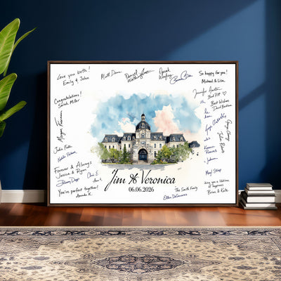 38232057-MGV-CV-36X24 - Wedding Guest Book Alternative Wall Art Canvas Print, Personalized Couple Photo Guestbook Wedding Signature Poster, Custom Couple Photo Guestbook Canvas