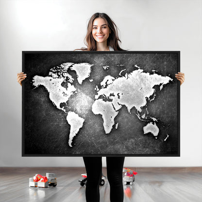 34390-MGV-CV-36X24-World Map Wall Art Canvas Print – Framed Wall Art for Anniversary Gift or Home Adventure Decor
