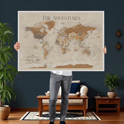 57738274-MGV-CV-36X24 - Custom Push Pin World Map Wall Art Canvas Print | Personalized Travel Tracker - NEWMAP-10
