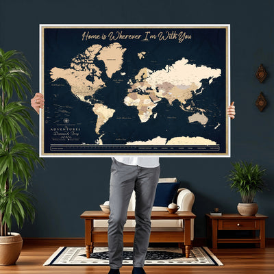 29990805-MGV-CV-36X24 - Custom Push Pin World Map Canvas Print | Personalized Travel Map Wall Art