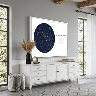 CSTM914STR-MGV-CV-36X24 - Custom Star Map Canvas Print – Personalized Night Sky Wall Art by Date and Location
