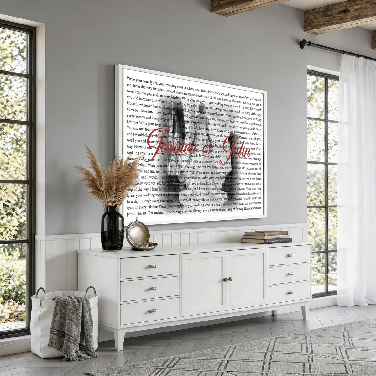 CSTM914LIRIK-MGV-CV-36X24 - Song Lyrics over Photo Canvas Print – Personalized Wedding Song and Photo Wall Art