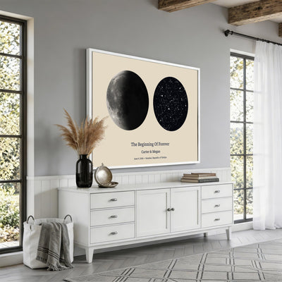 CSTM914LIRIKD-MGV-CV-36X24 - Moon and Stars Canvas Print – Personalized Moon Phase and Star Map Wall Art