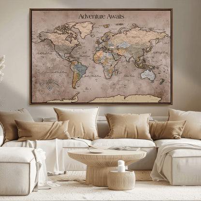 30557812-MGV-CV-36X24-Framed Abstract Tree Ring Wall Art Print, Natural Rustic Wood Texture Canvas Print, Wood Tree Stump Farmhouse, Log Cabin Wooden House Decor