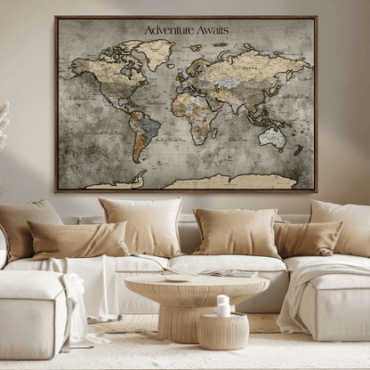 60740187-MGV-CV-36X24-Tree Rings Wall Art Canvas Print, Framed Wood Texture Art Picture Print, Blue Grain Perfect Rustic Modern Decor Artwork, Wood Texture Wall