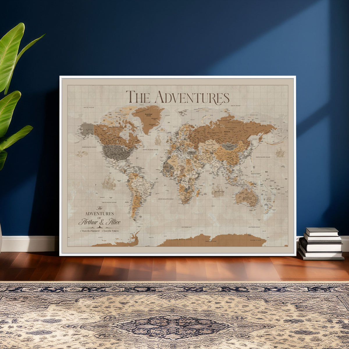 57738274-MGV-CV-36X24 - Custom Push Pin World Map Wall Art Canvas Print | Personalized Travel Tracker - NEWMAP-10