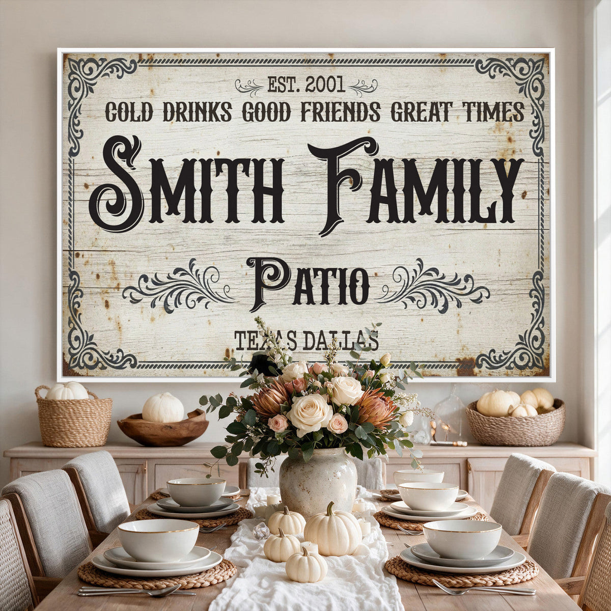82858529-MGV-CV-36X24 - Custom Family Patio Sign Wall Art Canvas Print, Personalized Rustic Backyard Decor