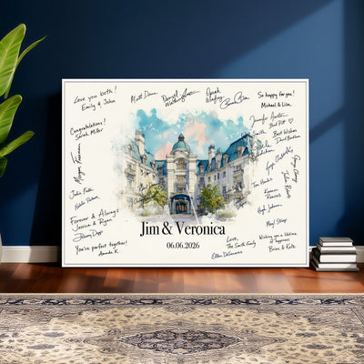92760374-MGV-CV-36X24 - Wedding Guest Book Alternative Wall Art Canvas Print, Personalized Couple Photo Guestbook Wedding Signature Poster, Custom Couple Photo Guestbook Canvas