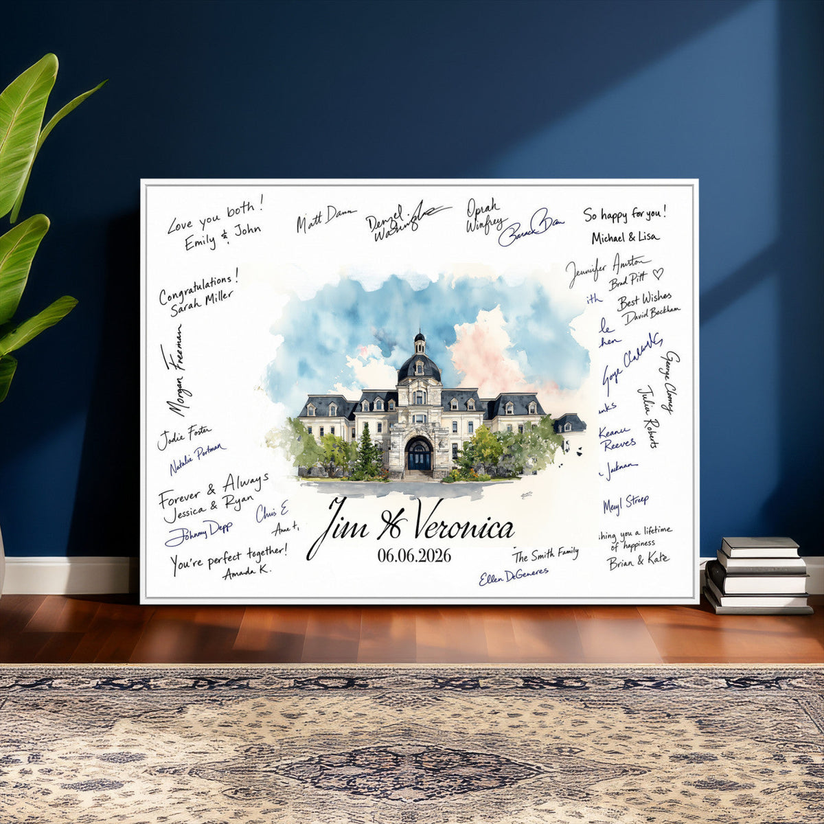 38232057-MGV-CV-36X24 - Wedding Guest Book Alternative Wall Art Canvas Print, Personalized Couple Photo Guestbook Wedding Signature Poster, Custom Couple Photo Guestbook Canvas