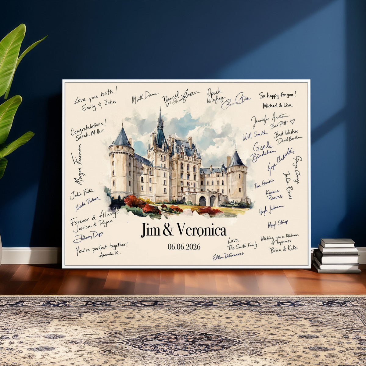55883547-MGV-CV-36X24 - Wedding Guest Book Alternative Wall Art Canvas Print, Personalized Couple Photo Guestbook Wedding Signature Poster, Custom Couple Photo Guestbook Canvas