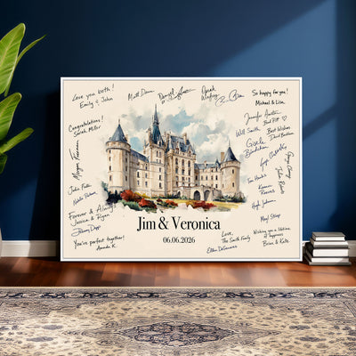 55883547-MGV-CV-36X24 - Wedding Guest Book Alternative Wall Art Canvas Print, Personalized Couple Photo Guestbook Wedding Signature Poster, Custom Couple Photo Guestbook Canvas