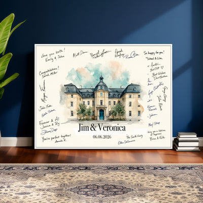 13409147-MGV-CV-36X24 - Wedding Guest Book Alternative Wall Art Canvas Print, Personalized Couple Photo Guestbook Wedding Signature Poster, Custom Couple Photo Guestbook Canvas