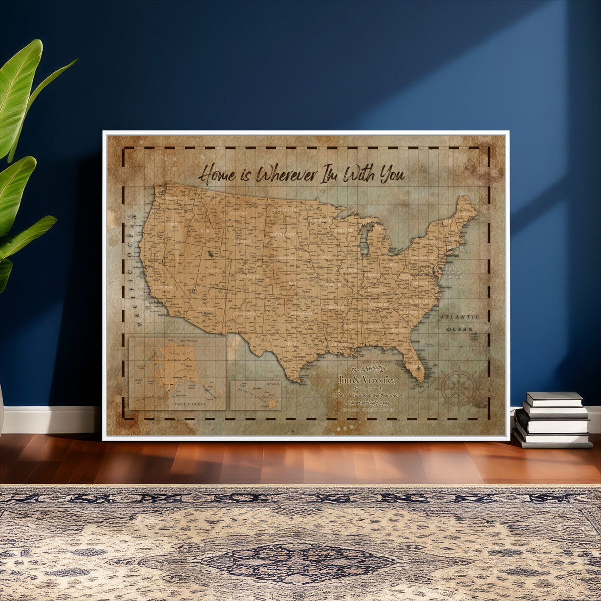 87620242-MGV-CV-36X24 - Personalized USA Push Pin Travel Map Wall Art Canvas Print | Custom United States Map | Push Pin Map - USA Bucket List Map