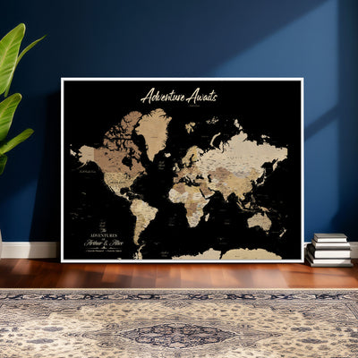 88415067-MGV-CV-36X24 - Custom Push Pin World Map Canvas Print | Personalized Travel Map Wall Art