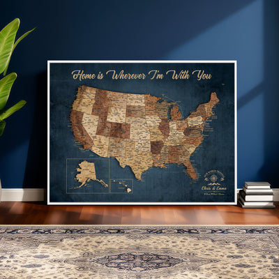 87620242N-MGV-CV-36X24 - Personalized USA Push Pin Travel Map Wall Art Canvas Print | Custom United States Map, Push Pin Map - USA Bucket List Map