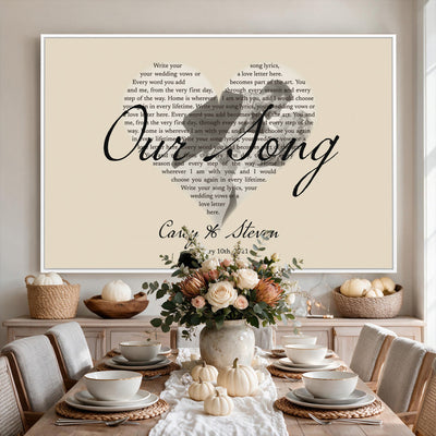 CSTM911D-MGV-CV-36X24 - Lyrics Heart Canvas Print – Personalized Song Lyrics in a Heart Shape Wall Art