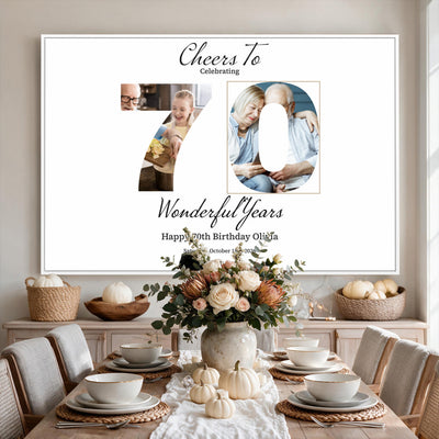 CSTM914DEDE-MGV-CV-36X24 - Number with Photo Canvas Print – Personalized Birthday Number Wall Art