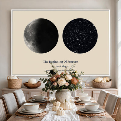 CSTM914LIRIKD-MGV-CV-36X24 - Moon and Stars Canvas Print – Personalized Moon Phase and Star Map Wall Art