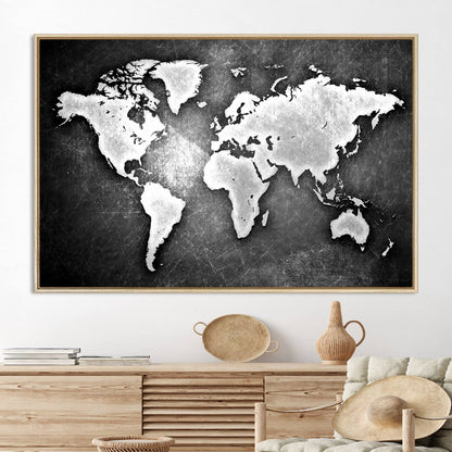 34390-MGV-CV-36X24-World Map Wall Art Canvas Print – Framed Wall Art for Anniversary Gift or Home Adventure Decor