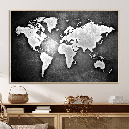 34390-MGV-CV-36X24-World Map Wall Art Canvas Print – Framed Wall Art for Anniversary Gift or Home Adventure Decor