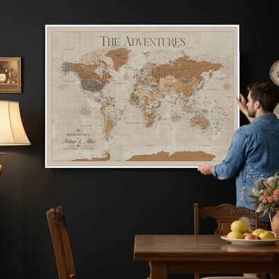 57738274-MGV-CV-36X24 - Custom Push Pin World Map Wall Art Canvas Print | Personalized Travel Tracker - NEWMAP-10