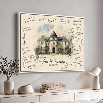 17002059-MGV-CV-36X24 - Wedding Guest Book Alternative Wall Art Canvas Print, Personalized Couple Photo Guestbook