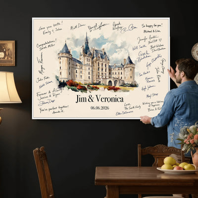 55883547-MGV-CV-36X24 - Wedding Guest Book Alternative Wall Art Canvas Print, Personalized Couple Photo Guestbook Wedding Signature Poster, Custom Couple Photo Guestbook Canvas