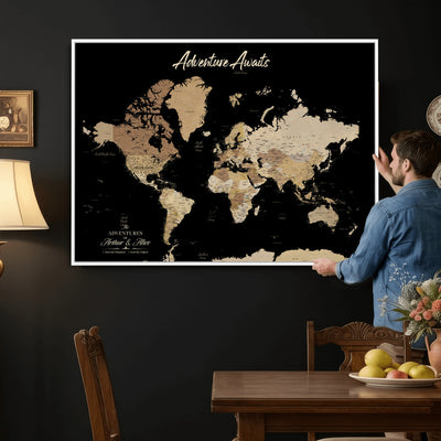 88415067-MGV-CV-36X24 - Custom Push Pin World Map Canvas Print | Personalized Travel Map Wall Art