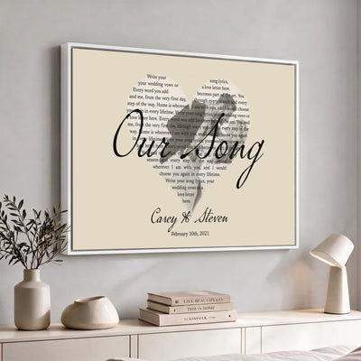 CSTM911D-MGV-CV-36X24 - Lyrics Heart Canvas Print – Personalized Song Lyrics in a Heart Shape Wall Art