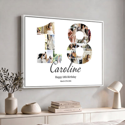 CSTM914DD-MGV-CV-36X24 - Number Photo Mosaic Canvas Print – Personalized Birthday Number Made of Your Photos