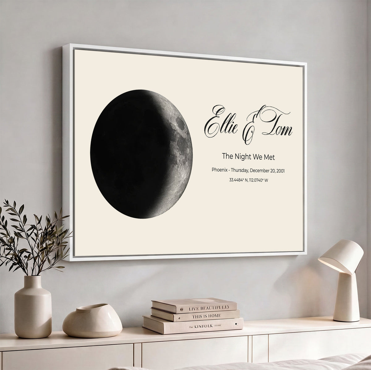 CSTM914MOON-MGV-CV-36X24 - Moon Phase Canvas Print – Personalized Moon from the Night You Met Wall Art
