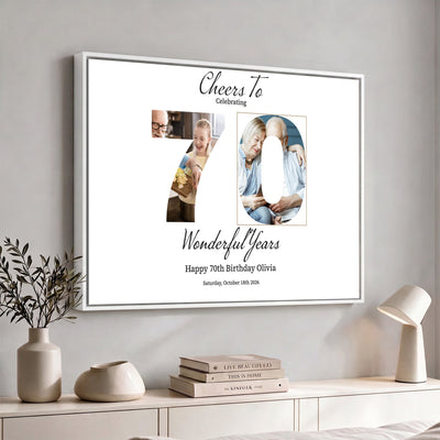 CSTM914DEDE-MGV-CV-36X24 - Number with Photo Canvas Print – Personalized Birthday Number Wall Art