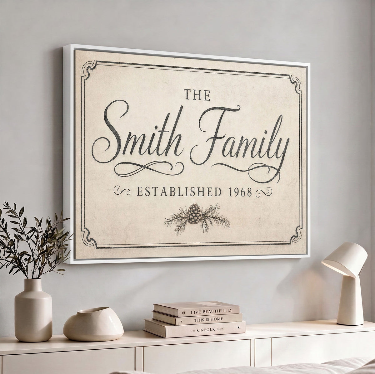 Personalized established year sign on the wall