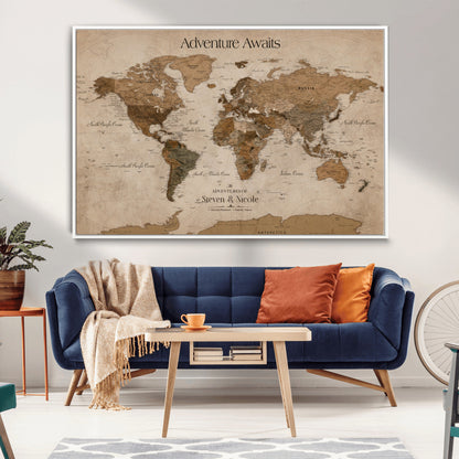 26070282-MGV-CV-36X24-Personalized World Map Wall Art Canvas Print - Customizable Wall Art Map Print