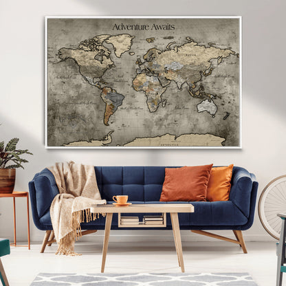 60740187-MGV-CV-36X24-Tree Rings Wall Art Canvas Print, Framed Wood Texture Art Picture Print, Blue Grain Perfect Rustic Modern Decor Artwork, Wood Texture Wall