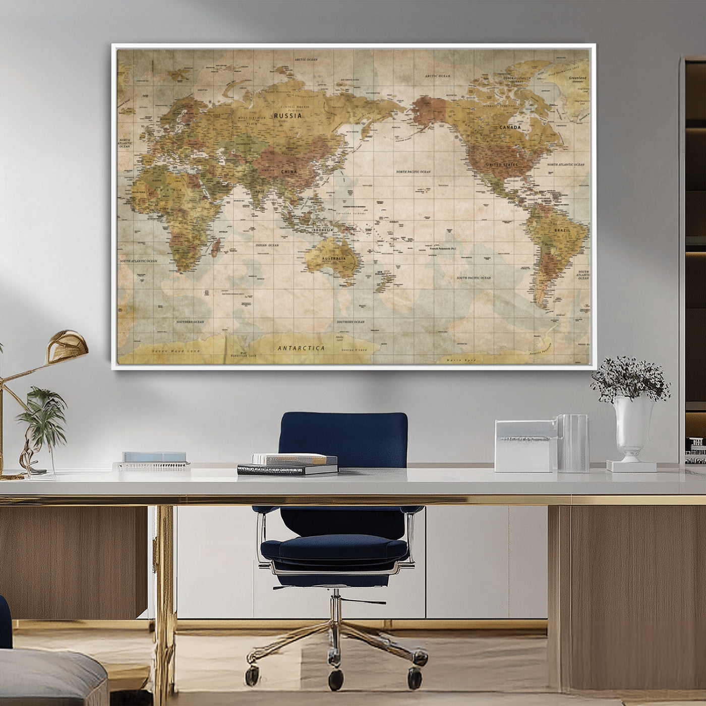 73306535-MGV-CV-36X24-Custom Push Pin World Map Wall Canvas Print – Personalized Travel Tracker for Anniversy Gift – Framed Custom Quotie Canvas for Home Office Decor