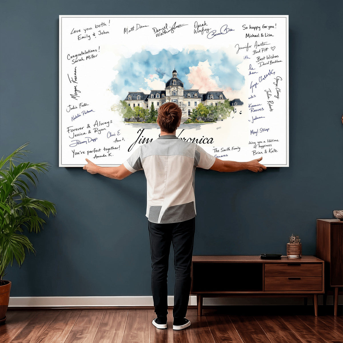38232057-MGV-CV-36X24 - Wedding Guest Book Alternative Wall Art Canvas Print, Personalized Couple Photo Guestbook Wedding Signature Poster, Custom Couple Photo Guestbook Canvas