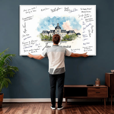38232057-MGV-CV-36X24 - Wedding Guest Book Alternative Wall Art Canvas Print, Personalized Couple Photo Guestbook Wedding Signature Poster, Custom Couple Photo Guestbook Canvas