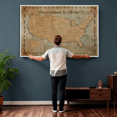 87620242-MGV-CV-36X24 - Personalized USA Push Pin Travel Map Wall Art Canvas Print | Custom United States Map | Push Pin Map - USA Bucket List Map