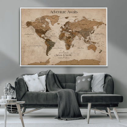 26070282-MGV-CV-36X24-Personalized World Map Wall Art Canvas Print - Customizable Wall Art Map Print
