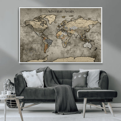 60740187-MGV-CV-36X24-Tree Rings Wall Art Canvas Print, Framed Wood Texture Art Picture Print, Blue Grain Perfect Rustic Modern Decor Artwork, Wood Texture Wall
