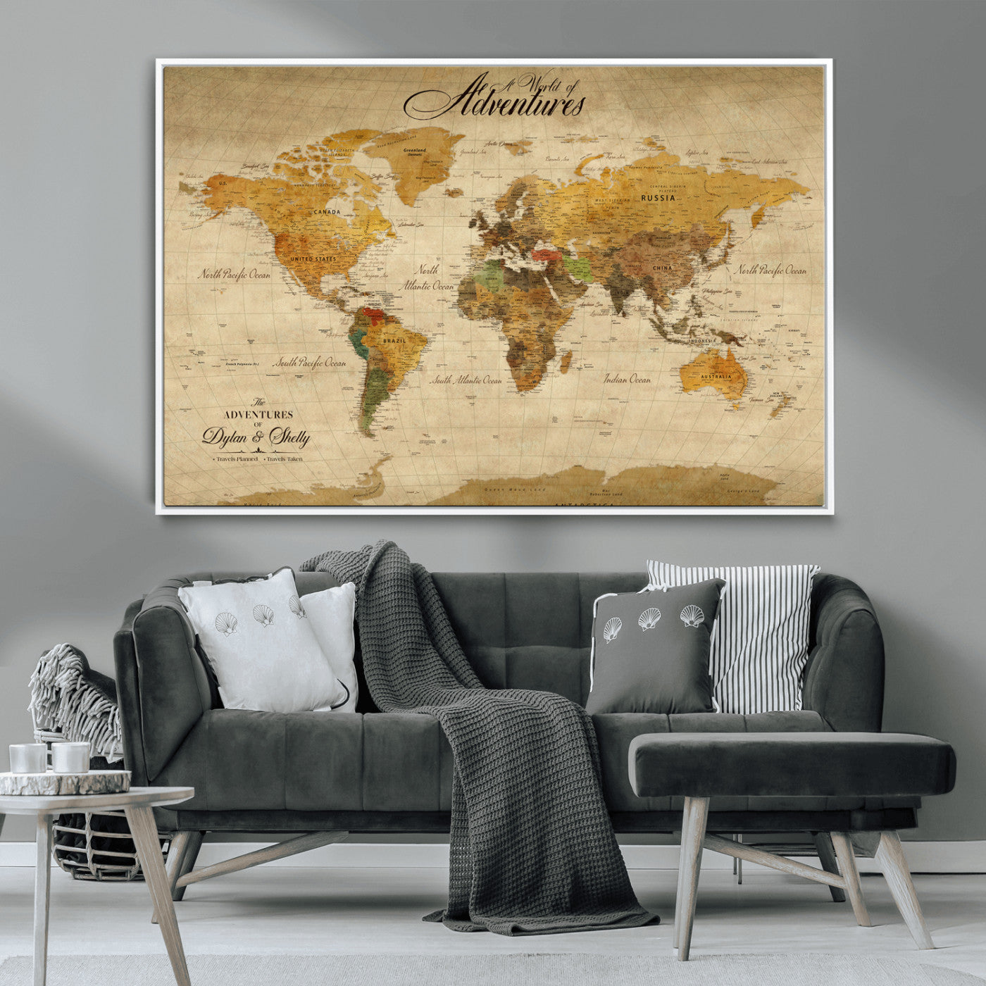 36249537-MGV-CV-36X24-Calm Earthy Aesthetic Wall Art Canvas Print, Arid Terrain Decor Print, Framed Joshua Tree Art Print, Large Monochrome Desert Scene Printing,